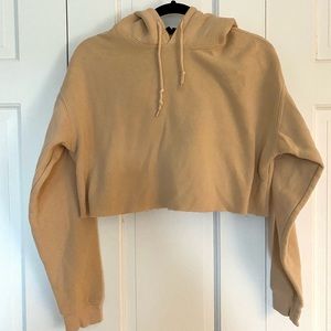 Out  From Under  Urban Outfitters Beige / Tan Cropped Fleece Hoodie